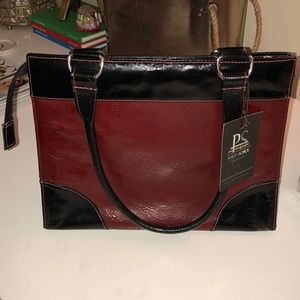 Red and black leather purse